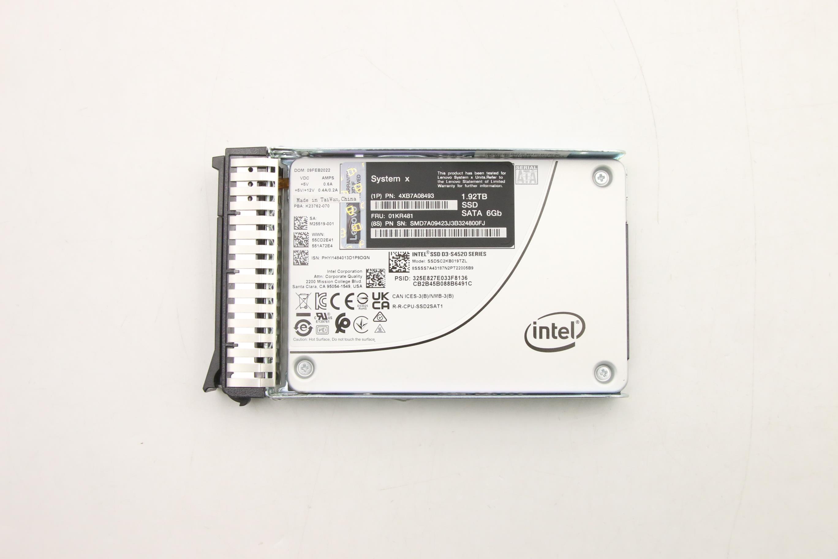 SSD накопитель Intel S4500 1.92TB Enterprise Entry SATA G3HS 2.5" SSD FRU (01KR481)