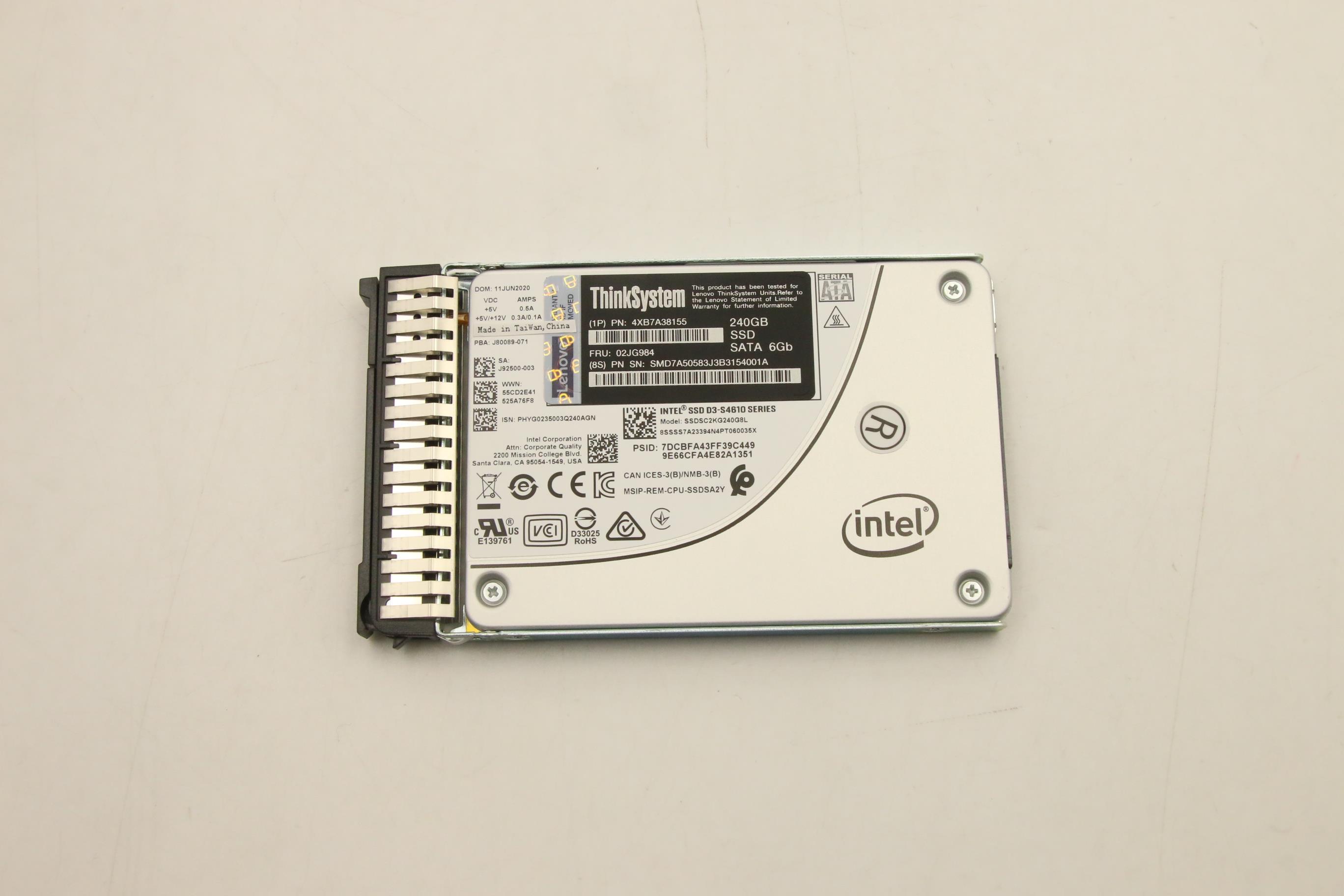 SSD накопитель Lenovo ThinkSystem 7mm S4610 240GB Mixed Use SATA 6Gb HS SSD (02JG984)