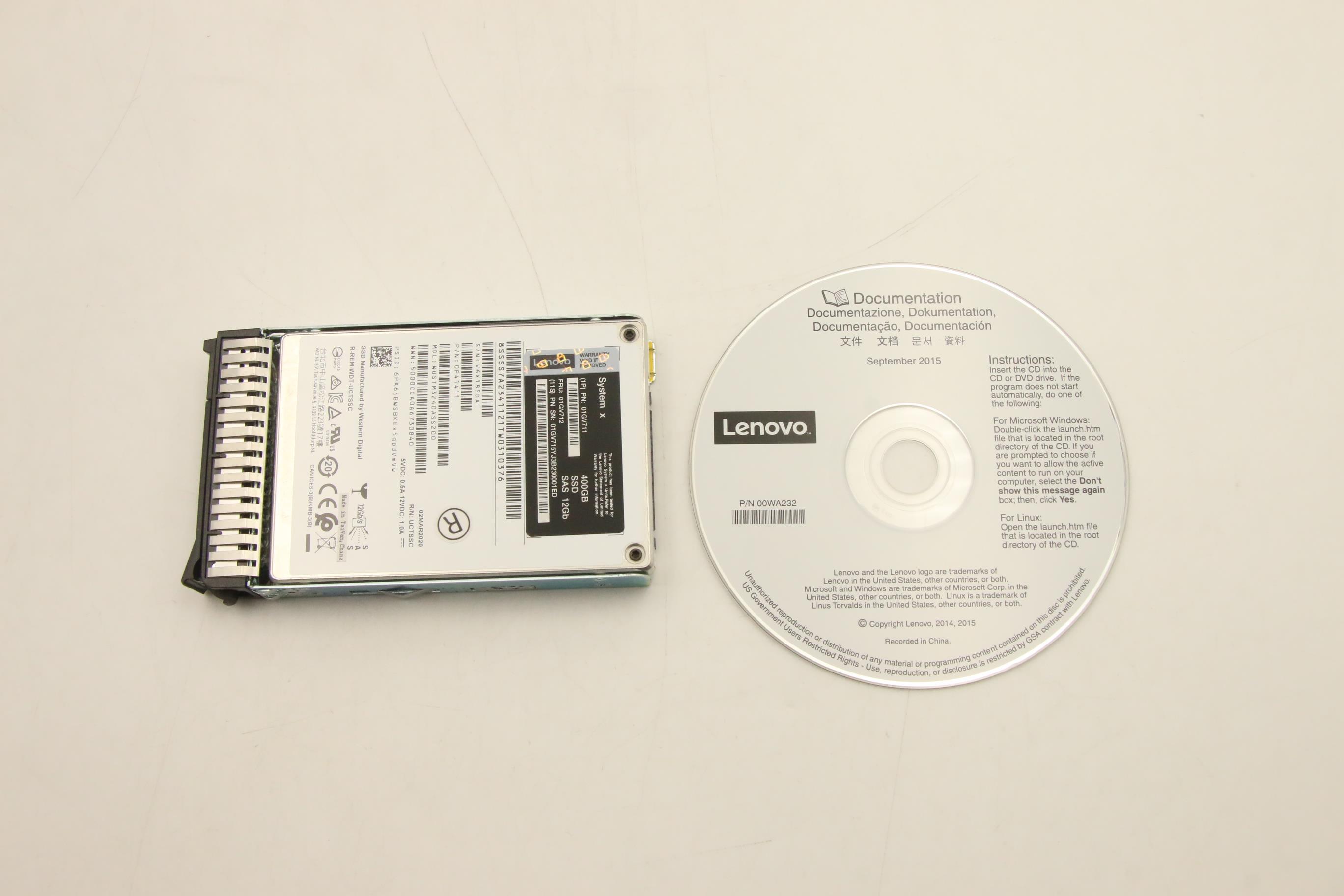 SSD накопитель Lenovo 400GB12Gb SAS G3HS 2.5"SSD FRU (01GV712)