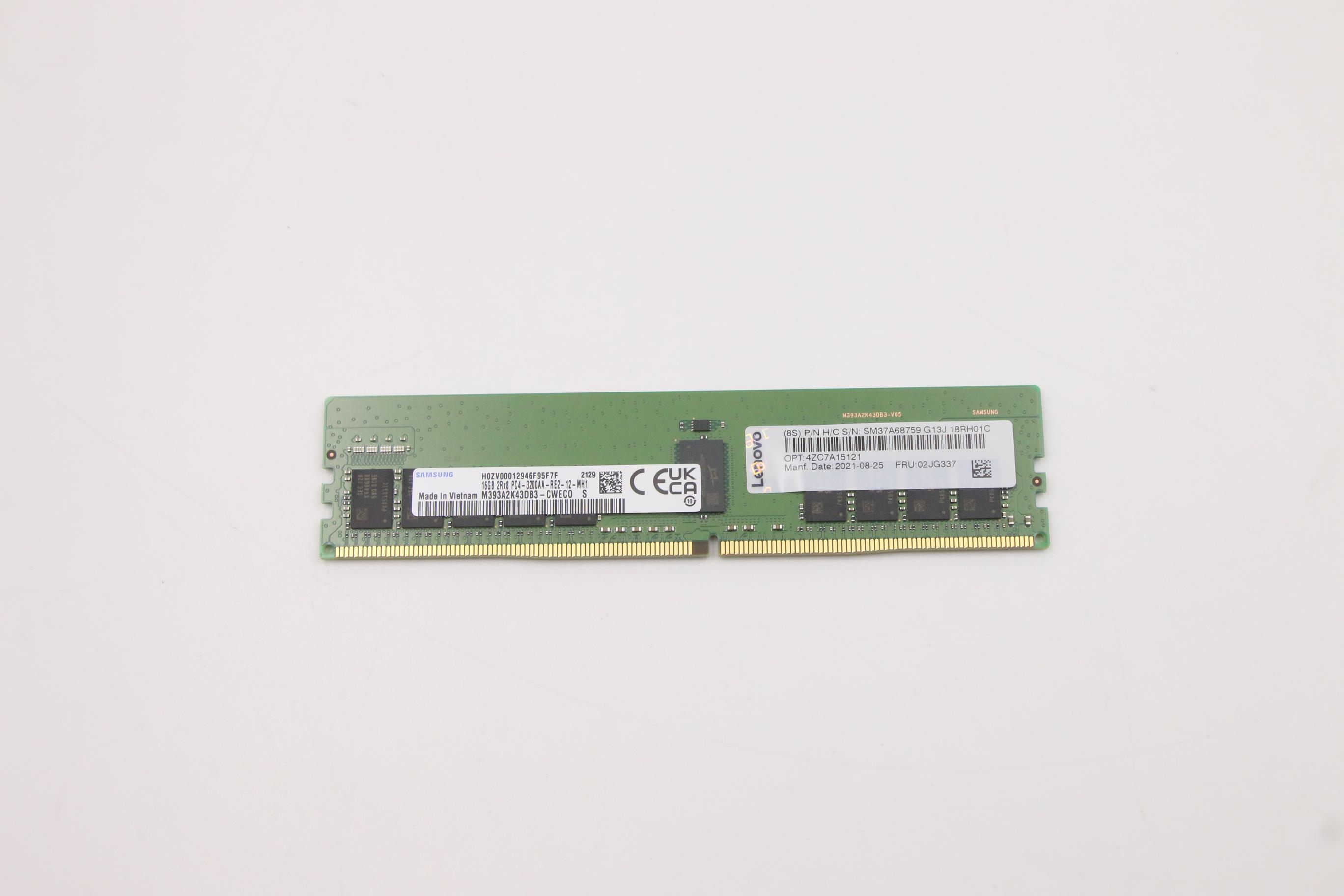 Оперативная память Lenovo ThinkSystem 16GB TruDDR4 3200 MHz (2Rx8 1.2V) RDIMM-A (02JG337)