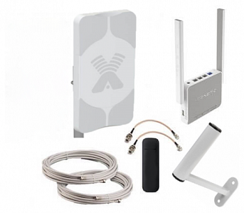 Комплект оборудования "Дача Плюс" для усиления 3G/4G. Антенна Antex Agata F MiMo. Модем Vodafone K5160 (Huawei e3372h-153). Роутер Keenetic 4G.
